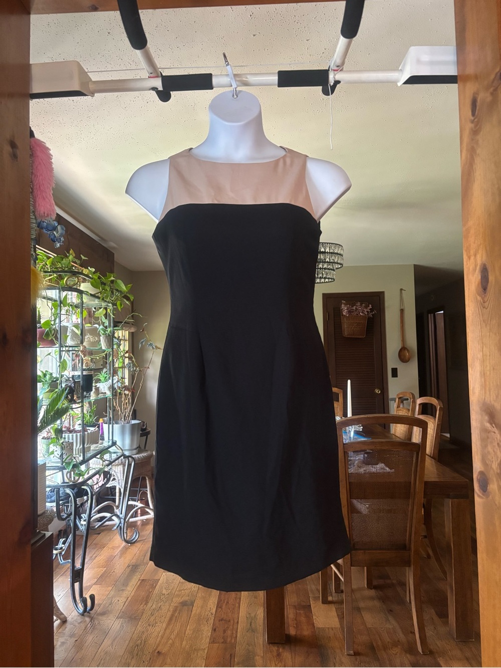 dressbarn Black Dress with Nude Yoke Strapless Sheath Women’s Size 8